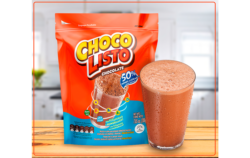 Chocolisto chocolate 50% menos azúcar